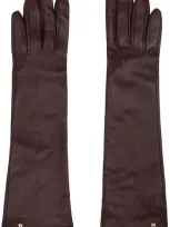 Max Mara Burgundy Afidee Gloves In 031 Brown Bordeaux