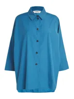 Max Mara Cotton Poplin Shirt In Blue