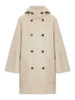 Max Mara Hooded Button In Nude & Neutrals