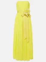 Max Mara Elegante Hiltex Chiffon Maxi Dress In Yellow