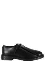 Max Mara Leather Lace-ups With Fringe In Black