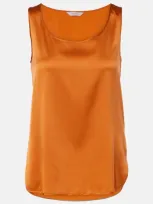 Max Mara Leisure Pan Silk-blend Satin Tank Top In Orange