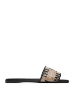 Max Mara Logoslide Flat Sandals In Black