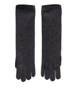 Max Mara Long Knit Gloves In Black