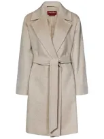 Max Mara Belted Long In Beige