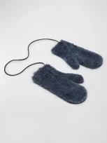 Max Mara Alpaca And Wool Mittens In Blue Jeans