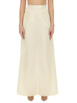 Max Mara Piombo Wool Wide Pants In White