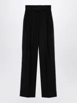 Max Mara Pianoforte Grain De Poudre Trousers In Black