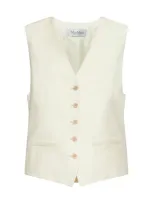 Max Mara Zuai Wool Waistcoat In Vanilla