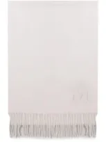 Max Mara Monogram-embroidered Cashmere Scarf In White