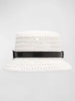 Max Mara Uccio Woven Belted Bucket Hat In White