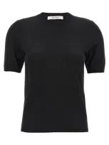 Max Mara Virgin Wool Short-sleeve Sweater In Black