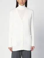 Max Mara White Wool And Cashmere Long Cardigan In Beige