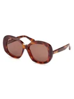 Max Mara Women's Dark Havana Edna Oversized Round Sunglasses In Dark Havana Brown