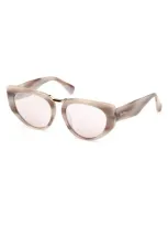 Max Mara 54mm Cat Eye Sunglasses In Beige Horn Taupe Mirror