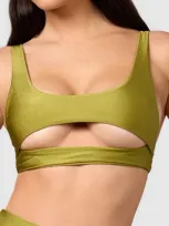 Mbm Swim Lucky Bikini Top In Olive