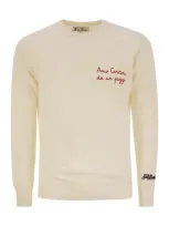 Mc2 Saint Barth Amo Cortina Da Un Pezzo Sweater In Wool And Cashmere Blend In White