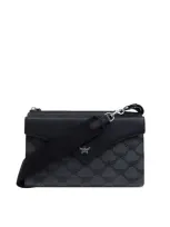 Mcm Monogram Printed Foldover Clutch Bag In Dark Grey