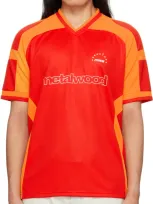 Metalwood Studio Red & Orange Paneled Jersey T-shirt In Red/orange