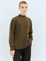 Mhl By Margaret Howell Mock Neck Thermal Sweatshirt In Green