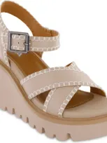 Mia Cienna Wedge Sandal In Beige/natural