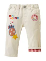 Miki House Kids' Embroidered Patchwork Jeans In White