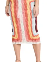 Minkpink Gardenia Crochet Knit Skirt Orange/multi