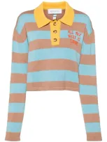 Mira Mikati Striped Knit Polo Top In Multi