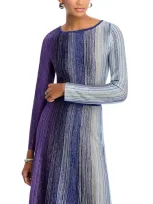 Misook Ombre Striped Shimmer Knit Tunic In Starry Night/blue/black/multi