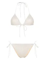 Missoni Lace-effect Lurex Triangle Bikini In Brilliant White