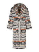 Missoni Zigzag Bernard Hooded Robe In Gray