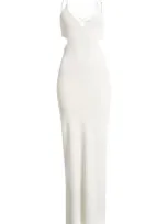 Mistress Rocks Strappy Cutout Rib Midi Dress In White