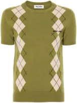 Miu Miu Argyle-intarsia Top In Felce