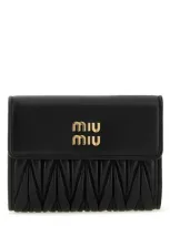 Miu Miu Black Nappa Leather Wallet In Nero