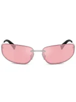 Miu Miu Oval-frame Sunglasses In 银色