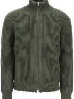 Mm6 Maison Margiela Cotton Cardigan With Zipper In Khaki