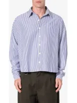 Mnml Stripe Cotton Button-up Shirt In Blue