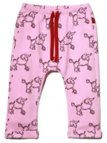 Mon Coeur Babies'  Poodle Print Drawstring Waist Pants In Bonbon/print