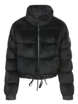 Moncler Ayse Polartec Velvet Fleece Bomber Jacket In Black