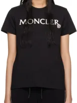 Moncler Black Embroidered-logo T-shirt In 999 Black