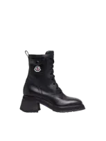 Moncler Collection Gigi Leather Lace-up Boots Black In Noir