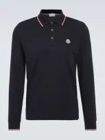 Moncler Cotton Polo Shirt In Blue