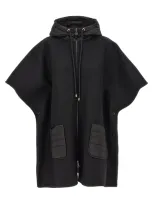 Moncler Women Hooded Cape In Black