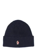 Moncler Grenoble Men Logo Embroidery Beanie In Blue