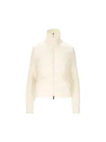 Moncler Logo Patch Padded Knit Cardigan In White