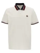 Moncler Piqu Cotton Polo Shirt In White