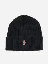 Moncler Logo Wool Beanie In Black