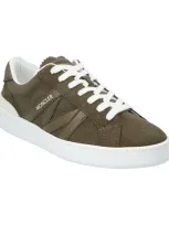 Moncler Monaco Suede And Leather Sneakers In Green