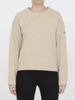 Moncler Monogram Jacquard Sweatshirt In Beige