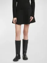 Moncler Neoprene Lined Flared Mini Skirt In Black